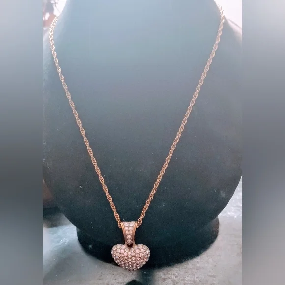 Swarovski Swan Heart 22 Kt Gold Plated Crystal Pendant design pattern Necklace.